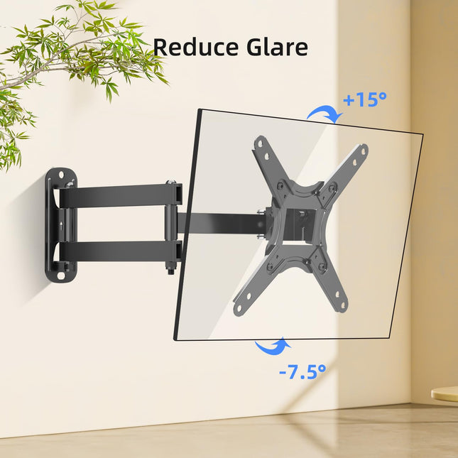 Suptek Full Motion TV Monitor Wall Mount for Most 13-42 Inch LED LCD Flat Curved Screen TVs & Monitors, Articulating Arms Swivel Tilt Extension Rotation, Max VESA 200x200mm up to 44lbs, MA1345