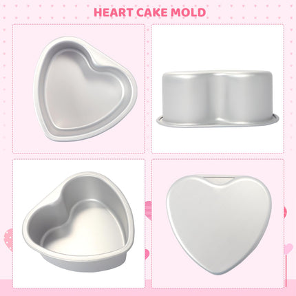 Gvhntk 2pcs Heart Shaped Cake Pan 6 Inch & 8 Inch Aluminum  Heart Cake Tin Baking Mold