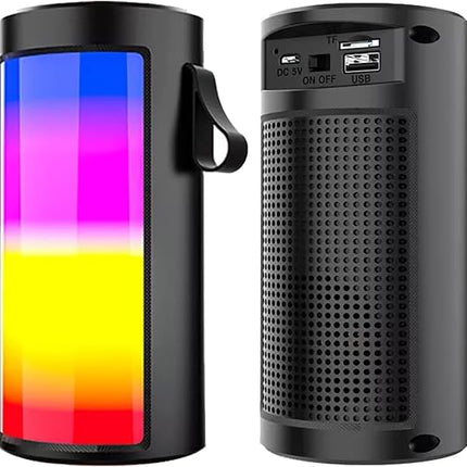 Wireless Speaker ZQS1201  Bluetooth Portable Wireless RGB Light Reader card TF/USB - (Black)