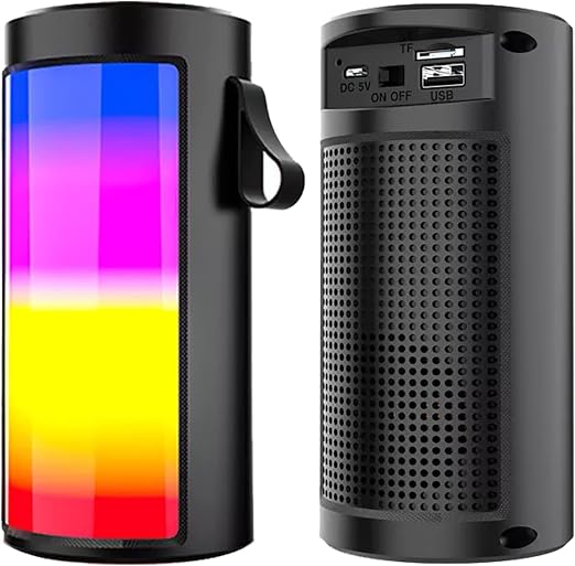 Wireless Speaker ZQS1201  Bluetooth Portable Wireless RGB Light Reader card TF/USB - (Black)