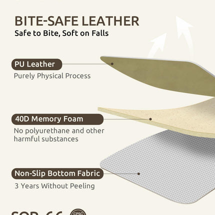 Joypony Leather Baby Play Mat 47×47×1.2 IN Foldable Play Mat Thick Memory Foam | Waterproof Baby Play Mat, Non-Slip & Safe for Newborns