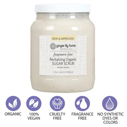 Ginger Lily Farms Botanicals Organic Sugar Scrub, 64oz, Fragrance Free