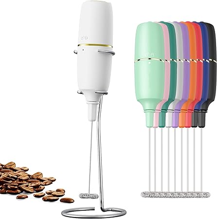 Milk Frother Handheld Frother for Coffee, Battery Operated Coffee Frother with Stainless Steel Stand, Electric Drink Mixer for Coffee, Lattes, Cappuccinno, Matcha and Hot Chocolate, GREEN COLOUR(MA002)
