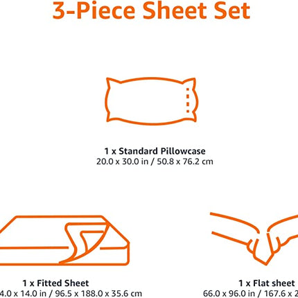 Amazon Basics Soft Microfiber Sheet Set with Elastic Pockets - Twin, Pink Stars F4N2