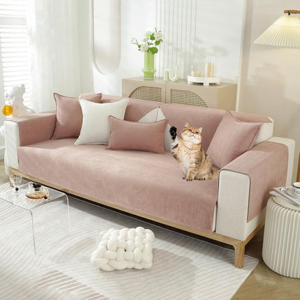 JIAN YA 1-Piece Anti-Slip Chenille Fuzzy Sectional Couch Slipcover Furniture Protector, L-Shaped Sofa, 3-Cushion Couch, Loveseat, Recliner, Armrest & Backrest
