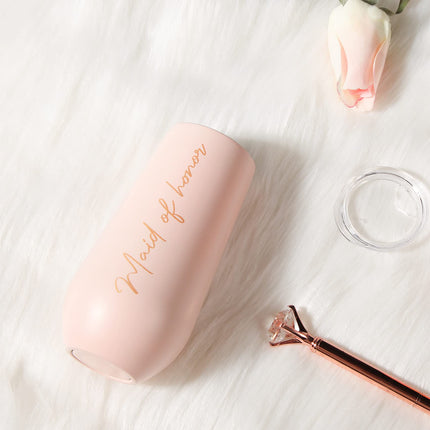 ElegantPark Maid of Honor Gifts Champagne Flutes Bridesmaid Proposal Gifts for Maid of Honor Tumbler Wedding Bachelorette Party Cup Pink Stainless Steel Wine Tumbler 6 oz