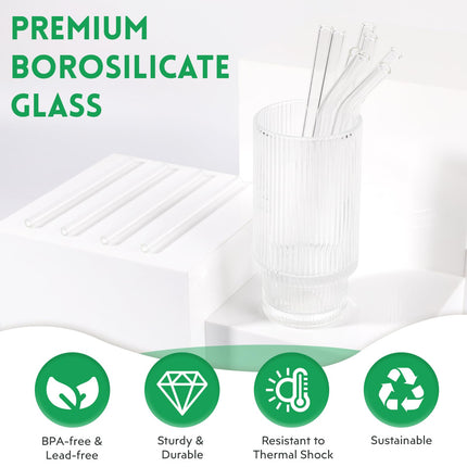 CARILI 12 Pack Reusable Straws Set with 2 Cleaning Brushes for Smoothie, Juices, Coffee
