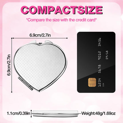 Path to Love Double-Sided Pocket-Sized Scratch-Resistant Cute Heart Compact Travel Mirror