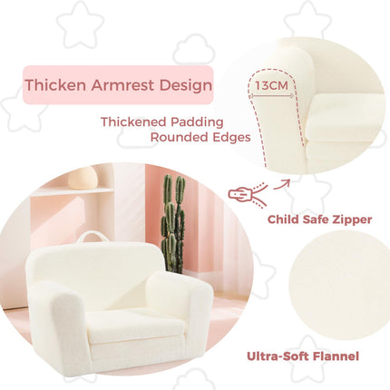 Eufurnibi Toddler Chair Comfy, 2 in 1 Flip Open Sofa for Toddlers, Kids Foam Couch, No Assembly,Cream White