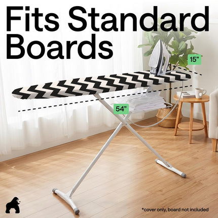 GORILLA GRIP Padded Ironing Board Cover, 15x54inches, Chevron