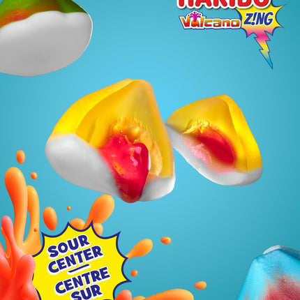 Haribo Z!NG Vulcano Gummy Candy, 3 Fruity Flavours, Tangy Liquid Centre 175g BAG