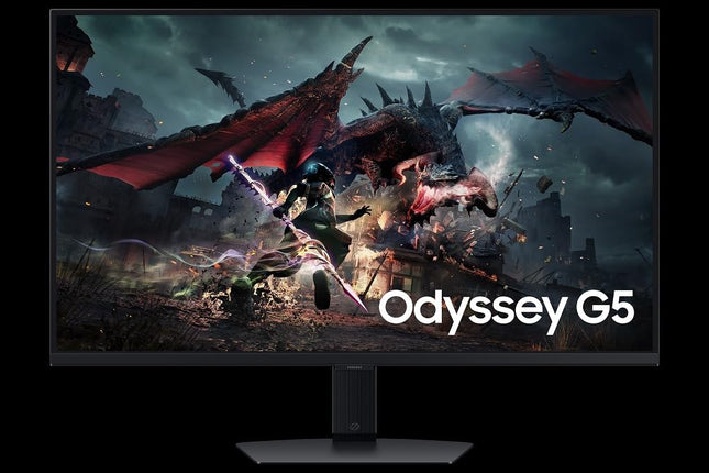 Samsung 32 Inch Odyssey G5 QHD Black Gaming Monitor 180 Hz, 1 ms, (LS32DG500ENXZA)-KM2