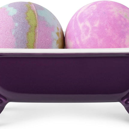 NEWHENGS 6.5" Ceramic Mini Decorative Clawfoot Bathtub Bar Soap Dish, Kitchen Sponge Holder and Shower Tray for Bathroom