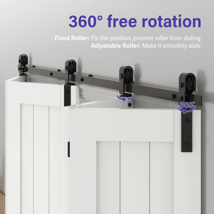 ZEKOO Bifold Barn Door Hardware Track Kit for Doors, Top Mount, (Doors not Included)
