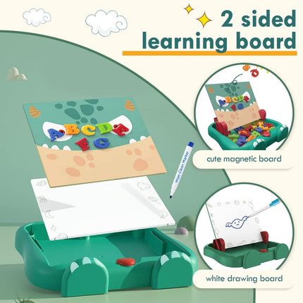 Aomola My Green Monster Kids Easel for Toddler with Magnetic Letters&Numbers Drawing Board Refrigerator Magnets, Educational Learning Toys Gifts for Boys Girls