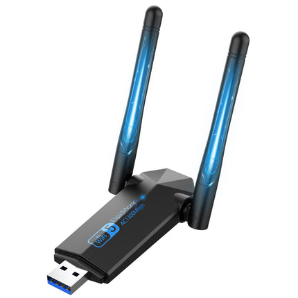 ElecMoga USB 1300Mbps WiFi Dongle USB 3.0 Dual Band 5G/2.4G Wireless Network Adapter for Desktop Laptop PC, Dual 5dBi Antennas, Supports Windows 11/10/8.1/8/7, Mac OS 10.9-10.15