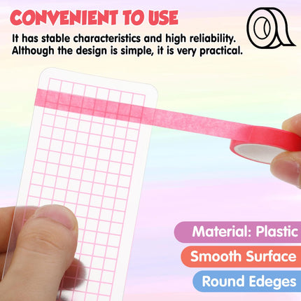 NUOBESTY 45pcs Washi Tape Sample Boards, Plastic Storage Cards for Journaling, Frosted Grid Washi Organizer Holder, Portable Tape Dispenser Plate for Scrapbooking, Journal, Art Crafts