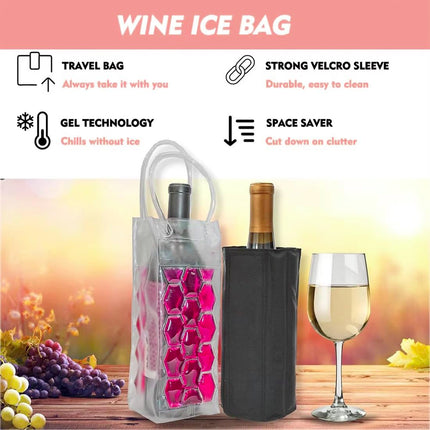 COLDCHILL 2-PIECE Ice Wine Bag Chiller, (Purple Wine Bag)