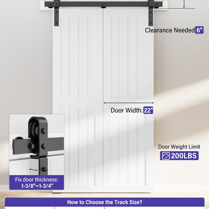 ZEKOO Bifold Barn Door Hardware Track Kit for Doors, Top Mount, (Doors not Included)