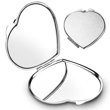 Path to Love Double-Sided Pocket-Sized Scratch-Resistant Cute Heart Compact Travel Mirror