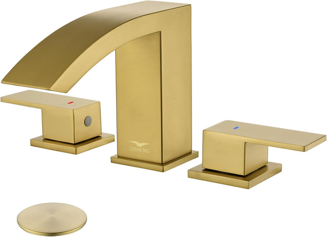 QISHENG Brushed Nickel 8" Waterfall Bathroom Faucet