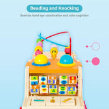 6-1 Wooden Pounding Toy Bead Maze Shape Matching Car Toys with Knocking Table and Arithmetic Montessori Early Education Toys T128