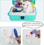 Aomola Pet Care Set Role Play Toys for Kids,16pcs Grooming Feeding Puppy Dog Backpack Vet Game,Toy Gifts T28