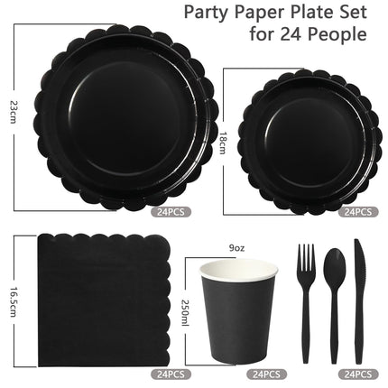 LASLU 168 PIECES Tableware Set, BLACK for Weddings, Parties, Birthdays etc etc