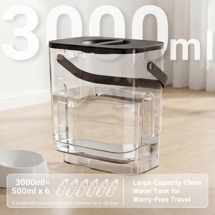 Dwarfuarm 3L Filterless Cat Water Fountain with 4000mAh Battery, BLACK