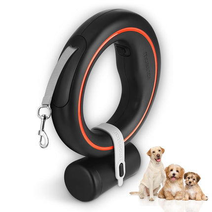 moestar UFO Retractable Hands Free Wearable Leash 2 Lite with Poop Bag Holder One-Handed Brake Pause Lock 360° Tangle Free 10ft for Up to 66lbs Medium Small Dogs