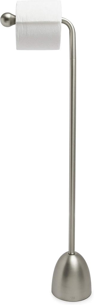 Heron Free Toilet Paper Holder Stand– Attractive Modern Bathroom Storage, Nickel Finish