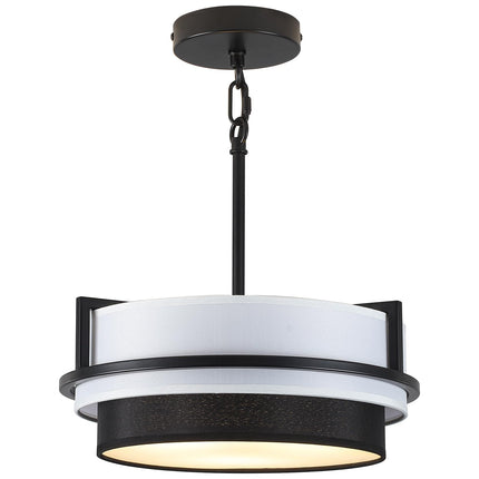 DWLGIGH Black Drum Chandelier 3-Light, 12.6" Farmhouse Chandeliers for Dining Room