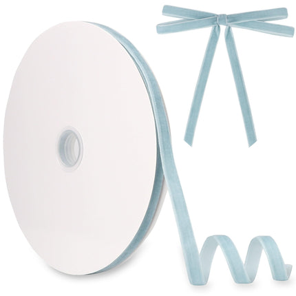 Velvet Ribbon 3/8 Inch x 30 Yards LVYOUIF Single Side Flocked Christmas Ribbon Roll for Gift Wrapping, Bouquets, Tree Bows, Holiday & Party Decoration Light Blue -78