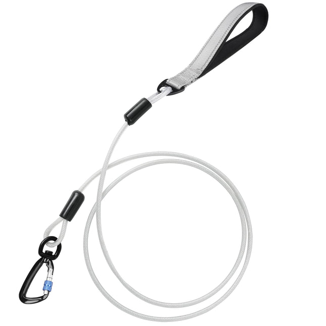 Libbipaw 6ft Metal Chew Proof Leash for Medium and Large Dogs with Reflective Comfortable Padded Handle, Silver