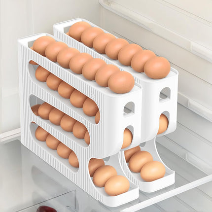 Automatic Rolling Down Egg Storage for Fridge, Egg Holder Organizer, Space Saving Container, Dispenser for Refrigerator, Kitchen- Only for "LARGE" Sized Eggs