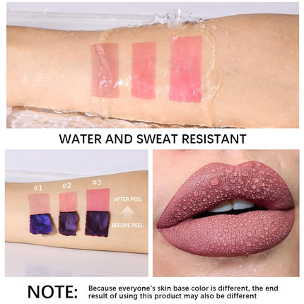 FAFAMOON Peel Off Lip Stain Lip Tint Set - 3 Pcs Long Lasting, Transfer Proof & Waterproof Matte Finish Lip Gloss