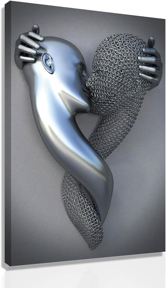 Framed Love Heart 3D Black Canvas Love Heart Wall Decor Black 16"X24"