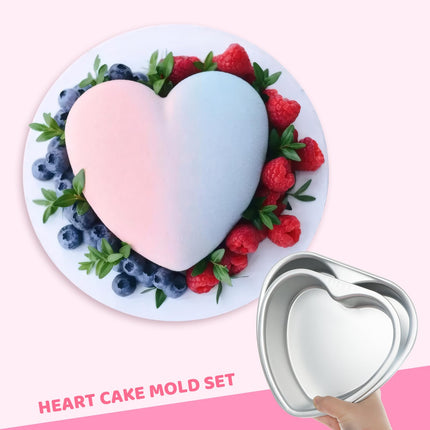 Gvhntk 2pcs Heart Shaped Cake Pan 6 Inch & 8 Inch Aluminum  Heart Cake Tin Baking Mold