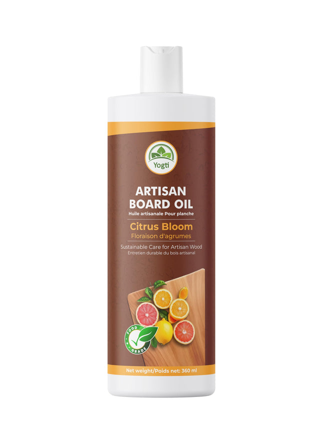 YOGTI Artisan 360ml – Food Grade Oil with Natural Citrus Scent – Conditions & Protects Wood & Bamboo – For Butcher Blocks, Boards, Utensils Cutting Board Oil, Citrus Bloom