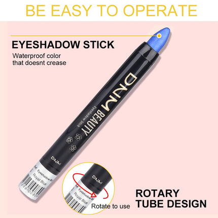 DNM 8Pcs Glitter Eye Shadow Sticks Liner Pencils Makeup, Pearl White Smokey Black Gray Silver Violet Purple Khaki Royal Blue Shimmer Glitter Eyeliner Pencil Cream Eyeshadow Palette Makeup
