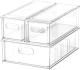 Refrigerator Organizer Bins with Lids Pull Out Drawer,Stackable Clear Refrigerator Organizer For Fridge, Freezer, Kitchen Cabinet, Pantry Organization, Freezer Organizer Bins
