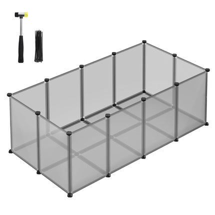 SONGMICS Pet Playpen with Floor, Small Animal Pen, Pet Fence Indoor, 49.2 x 24.8 x 16.5 Inches, Gray ULPC001G01