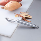 AmazonCommercial Stainless Steel Swivel Vegetable Peeler, Vertical Blade