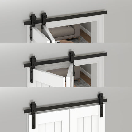 ZEKOO Bifold Barn Door Hardware Track Kit for Doors, Top Mount, (Doors not Included)