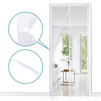 Apalus 36x83 inch Mesh Curtain Magnetic Screen Door, Magnetic Top-to-Bottom Seal Snaps Shuts Automatically, Keep Fresh Air in, WHITE BF003
