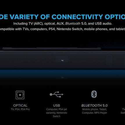 Creative Stage V2 2.1 Soundbar with Subwoofer, Clear Dialog and Surround by Sound Blaster, Bluetooth 5.0