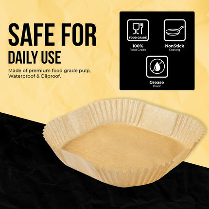 Widas Air Fryer Liners,Disposable Square Food Grade Paper Liners, 7.9 Inch for 3-6QT Air Fryers – Non-Stick, Oil-Resistant, Food-Grade Parchment Baking Paper for Roasting & Microwave Use