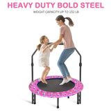 36'' Mini Trampoline for Kids With Adjustable Handle and Safety Padded Cover - Foldable Indoor & Outdoor Rebounder for Toddler Play and Exercise