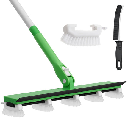 Zavrski Grout Cleaner Brush with 66'' Long Handle Stiff Bristle Grout Scrub Brush Crevice Cleaning Brush for Shower, Bathroom, Kitchen, Tile Floor, Wall and Ceiling (6 Brush Heads)