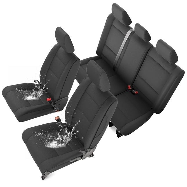 GIANT PANDA Neoprene Seat Covers for Jeep Wrangler JK 4-Door (2007) - Neoprene UV&Waterproof Seat Covers, Foam Padded Wrangler 4-Door Full Set(Black)